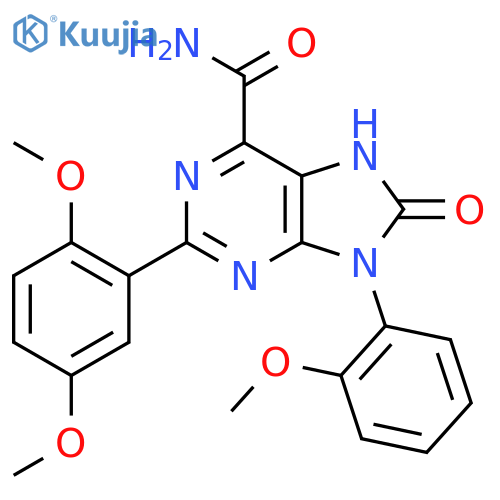 2-(2,5-dimethoxyphenyl)-9-(2-methoxyphenyl)-8-oxo-8,9-dihydro-7H-purine-6-carboxamide structure