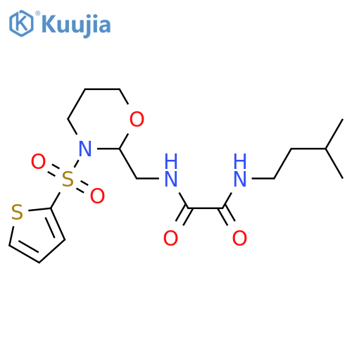 N-(3-methylbutyl)-N'-{3-(thiophene-2-sulfonyl)-1,3-oxazinan-2-ylmethyl}ethanediamide structure