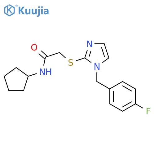 N-cyclopentyl-2-({1-(4-fluorophenyl)methyl-1H-imidazol-2-yl}sulfanyl)acetamide structure
