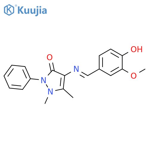 4-(E)-(4-hydroxy-3-methoxyphenyl)methylideneamino-1,5-dimethyl-2-phenyl-2,3-dihydro-1H-pyrazol-3-one structure