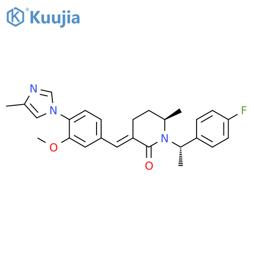 2-Piperidinone,1-[(1S)-1-(4-fluorophenyl)ethyl]-3-[[3-methoxy-4-(4-methyl-1H-imidazol-1-yl)phenyl]methylene]-6-methyl-, (3E,6R)- structure