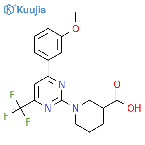 1-4-(3-methoxyphenyl)-6-(trifluoromethyl)pyrimidin-2-ylpiperidine-3-carboxylic acid structure