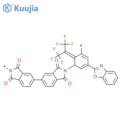 Poly[(1,3-dihydro-1,3-dioxo-2H-isoindole-2,5-diyl)[2,2,2-trifluoro-1-(trifluoromethyl)ethylidene](1,3-dihydro-1,3-dioxo-2H-isoindole-5,2-diyl)[5-(2-benzoxazolyl)-1,3-phenylene]] structure