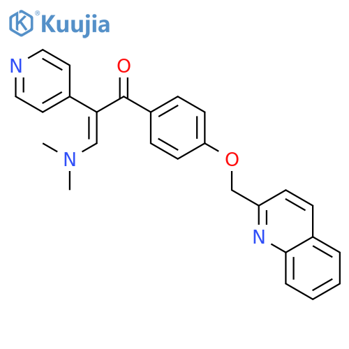 2-Propen-1-one,3-(dimethylamino)-2-(4-pyridinyl)-1-[4-(2-quinolinylmethoxy)phenyl]- structure
