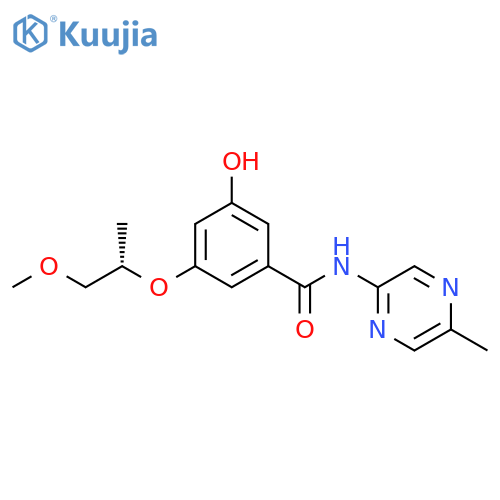 3-hydroxy-5-{[(1S)-1-methyl-2-(methyloxy)ethyl]oxy}-N-(5-methylpyrazin-2-yl)benzamide structure