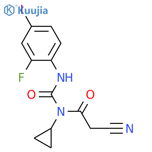 2-Cyano-N-cyclopropyl-N-((2-fluoro-4-iodophenyl)carbamoyl)acetamide structure