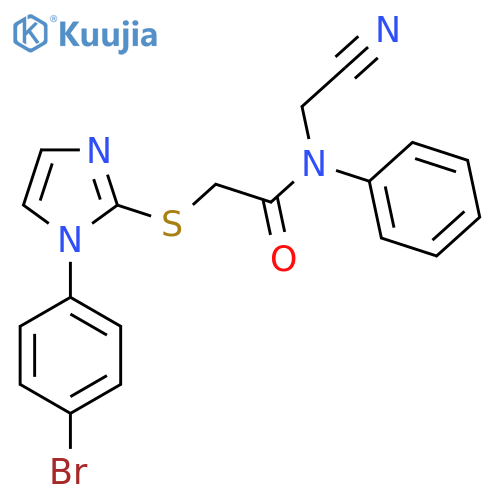 2-{[1-(4-bromophenyl)-1H-imidazol-2-yl]sulfanyl}-N-(cyanomethyl)-N-phenylacetamide structure