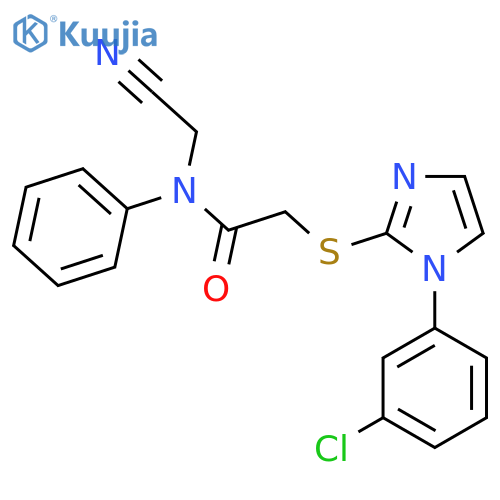 2-{[1-(3-chlorophenyl)-1H-imidazol-2-yl]sulfanyl}-N-(cyanomethyl)-N-phenylacetamide structure