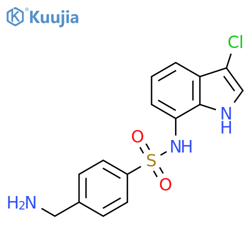 4-(aminomethyl)-N-(3-chloro-1H-indol-7-yl)benzene-1-sulfonamide structure