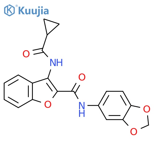 N-(2H-1,3-benzodioxol-5-yl)-3-cyclopropaneamido-1-benzofuran-2-carboxamide structure