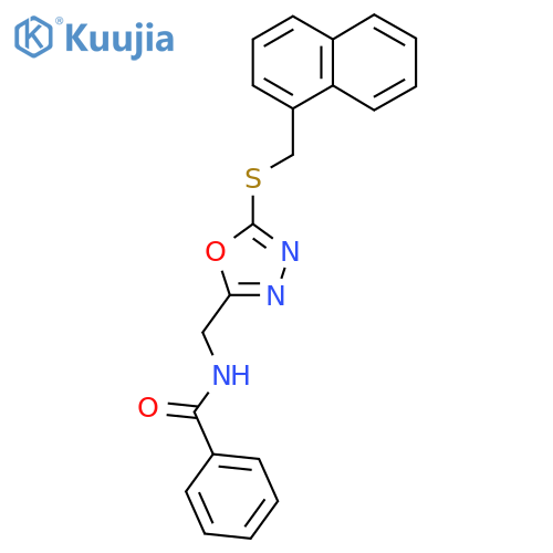 N-(5-{(naphthalen-1-yl)methylsulfanyl}-1,3,4-oxadiazol-2-yl)methylbenzamide structure