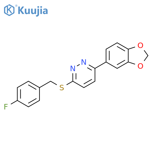3-(2H-1,3-benzodioxol-5-yl)-6-{(4-fluorophenyl)methylsulfanyl}pyridazine structure