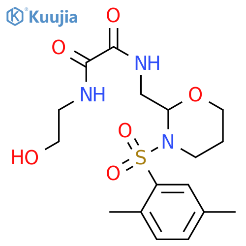 N'-{3-(2,5-dimethylbenzenesulfonyl)-1,3-oxazinan-2-ylmethyl}-N-(2-hydroxyethyl)ethanediamide structure