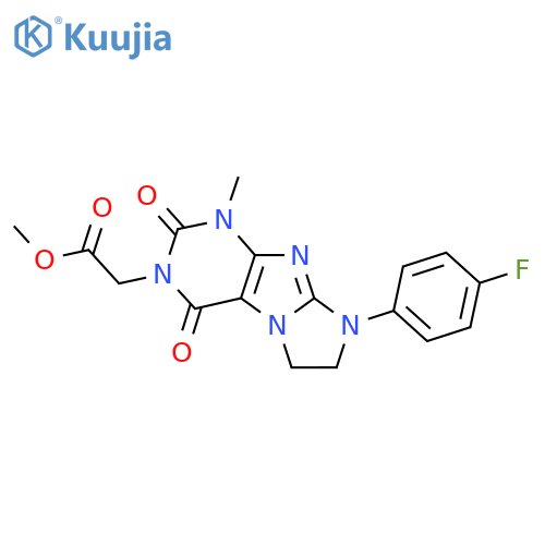 methyl 2-8-(4-fluorophenyl)-1-methyl-2,4-dioxo-1H,2H,3H,4H,6H,7H,8H-imidazo1,2-gpurin-3-ylacetate structure