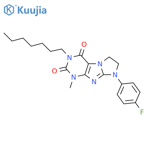 8-(4-fluorophenyl)-3-heptyl-1-methyl-1H,2H,3H,4H,6H,7H,8H-imidazo1,2-gpurine-2,4-dione structure