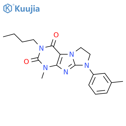3-butyl-1-methyl-8-(3-methylphenyl)-1H,2H,3H,4H,6H,7H,8H-imidazo1,2-gpurine-2,4-dione structure