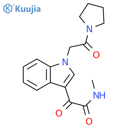 N-methyl-2-oxo-2-{1-2-oxo-2-(pyrrolidin-1-yl)ethyl-1H-indol-3-yl}acetamide structure