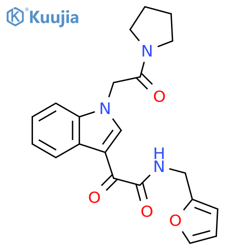 N-(furan-2-yl)methyl-2-oxo-2-{1-2-oxo-2-(pyrrolidin-1-yl)ethyl-1H-indol-3-yl}acetamide structure