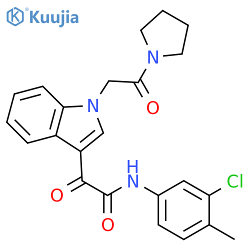 N-(3-chloro-4-methylphenyl)-2-oxo-2-{1-2-oxo-2-(pyrrolidin-1-yl)ethyl-1H-indol-3-yl}acetamide structure