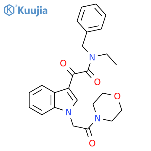 N-benzyl-N-ethyl-2-{1-2-(morpholin-4-yl)-2-oxoethyl-1H-indol-3-yl}-2-oxoacetamide structure