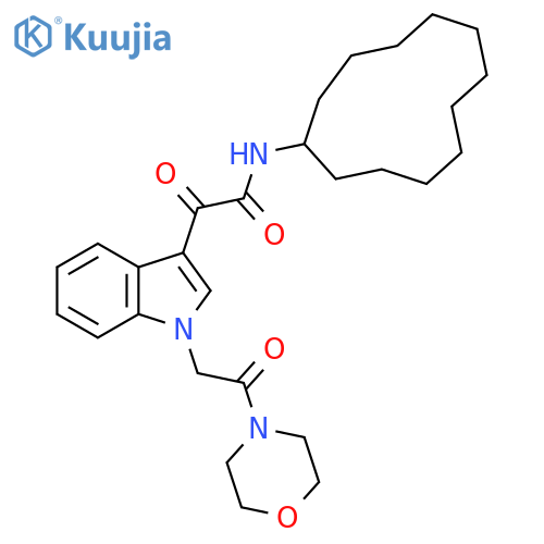 N-cyclododecyl-2-{1-2-(morpholin-4-yl)-2-oxoethyl-1H-indol-3-yl}-2-oxoacetamide structure
