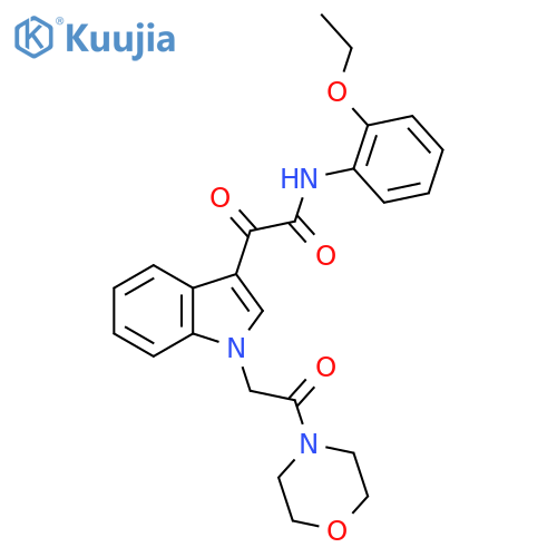 N-(2-ethoxyphenyl)-2-{1-2-(morpholin-4-yl)-2-oxoethyl-1H-indol-3-yl}-2-oxoacetamide structure