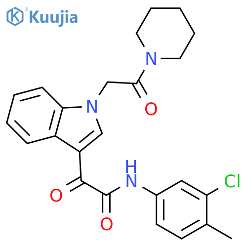 N-(3-chloro-4-methylphenyl)-2-oxo-2-{1-2-oxo-2-(piperidin-1-yl)ethyl-1H-indol-3-yl}acetamide structure