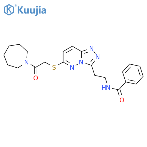 N-2-(6-{2-(azepan-1-yl)-2-oxoethylsulfanyl}-1,2,4triazolo4,3-bpyridazin-3-yl)ethylbenzamide structure