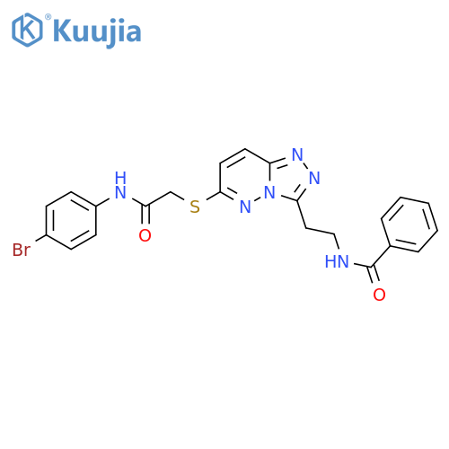 N-{2-6-({(4-bromophenyl)carbamoylmethyl}sulfanyl)-1,2,4triazolo4,3-bpyridazin-3-ylethyl}benzamide structure