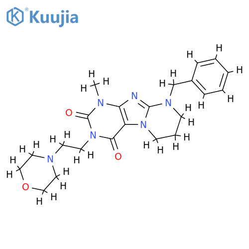 9-benzyl-1-methyl-3-2-(morpholin-4-yl)ethyl-1H,2H,3H,4H,6H,7H,8H,9H-pyrimido1,2-gpurine-2,4-dione structure