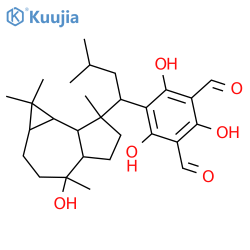 1,3-Benzenedicarboxaldehyde,5-[1-(decahydro-4-hydroxy-1,1,4,7-tetramethyl-1H-cycloprop[e]azulen-7-yl)-3-methylbutyl]-2,4,6-trihydroxy- structure