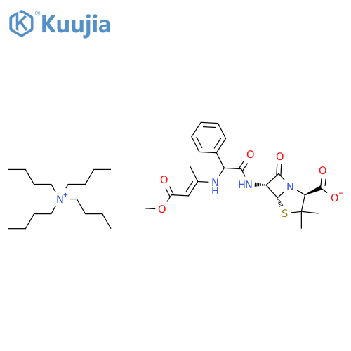 1-Butanaminium, N,N,N-tributyl-, salt with [2S-[2&#x3B1;,5&#x3B1;,6&#x3B2;(S*)]]-6-[[[(3-methoxy-1-methyl-3-oxo-1-propenyl)amino]phenylacetyl]amino]-3,3-dimethyl-7-oxo-4-thia-1-azabicyclo[3.2.0]heptane-2-carboxylic acid (1:1) structure