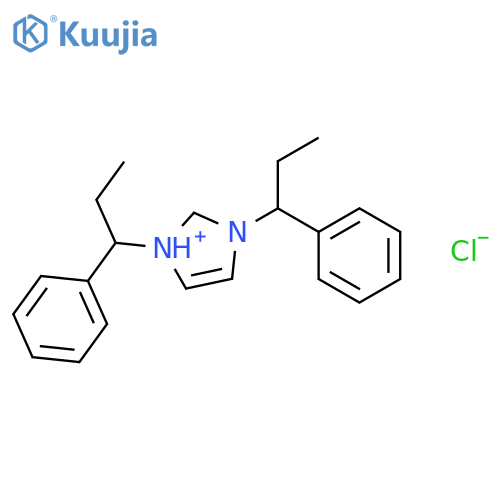 1H-Imidazolium, 1,3-bis[(1S)-1-phenylpropyl]-, chloride structure