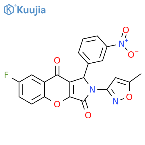 7-fluoro-2-(5-methyl-1,2-oxazol-3-yl)-1-(3-nitrophenyl)-1H,2H,3H,9H-chromeno2,3-cpyrrole-3,9-dione structure