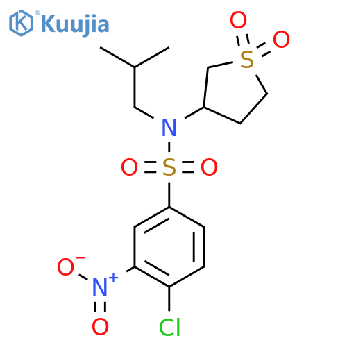 4-chloro-N-(1,1-dioxo-1lambda6-thiolan-3-yl)-N-(2-methylpropyl)-3-nitrobenzene-1-sulfonamide structure