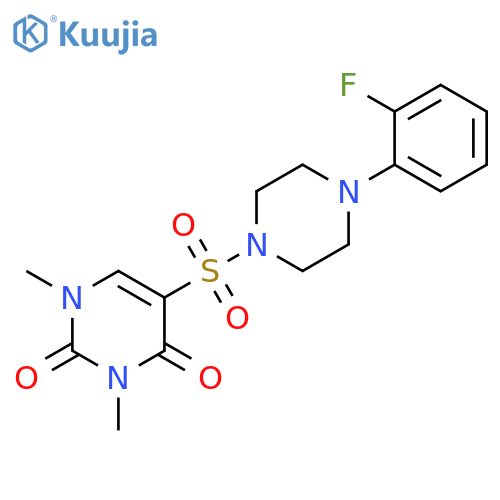5-{4-(2-fluorophenyl)piperazin-1-ylsulfonyl}-1,3-dimethyl-1,2,3,4-tetrahydropyrimidine-2,4-dione structure