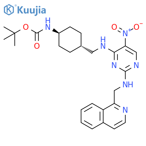 Carbamic acid,[trans-4-[[[2-[(1-isoquinolinylmethyl)amino]-5-nitro-4-pyrimidinyl]amino]methyl]cyclohexyl]-, 1,1-dimethylethyl ester structure