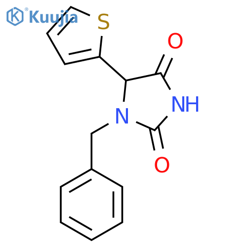 1-Benzyl-5-(thiophen-2-yl)imidazolidine-2,4-dione structure
