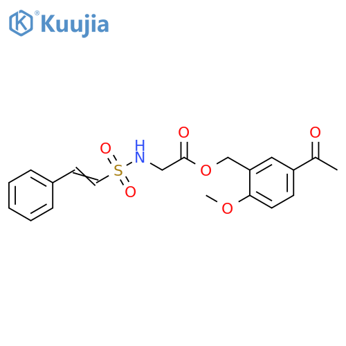 N-[(2-Phenylethenyl)sulfonyl]glycine (5-acetyl-2-methoxyphenyl)methyl ester structure