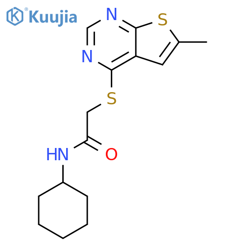N-cyclohexyl-2-({6-methylthieno2,3-dpyrimidin-4-yl}sulfanyl)acetamide structure