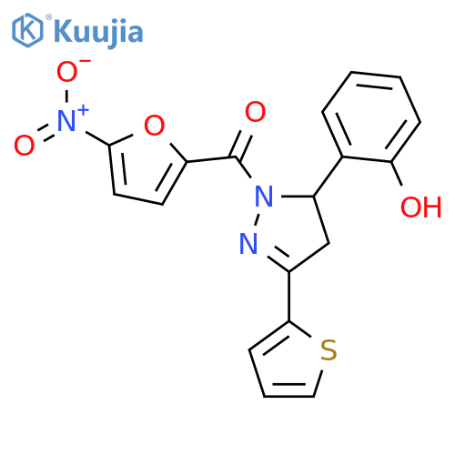 2-1-(5-nitrofuran-2-carbonyl)-3-(thiophen-2-yl)-4,5-dihydro-1H-pyrazol-5-ylphenol structure