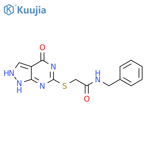N-benzyl-2-({4-oxo-1H,4H,5H-pyrazolo3,4-dpyrimidin-6-yl}sulfanyl)acetamide structure