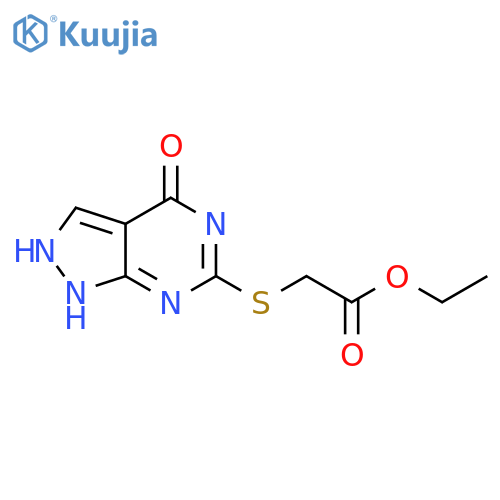 ethyl 2-({4-oxo-1H,4H,5H-pyrazolo3,4-dpyrimidin-6-yl}sulfanyl)acetate structure