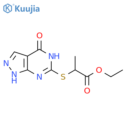 ethyl 2-({4-oxo-1H,4H,5H-pyrazolo3,4-dpyrimidin-6-yl}sulfanyl)propanoate structure