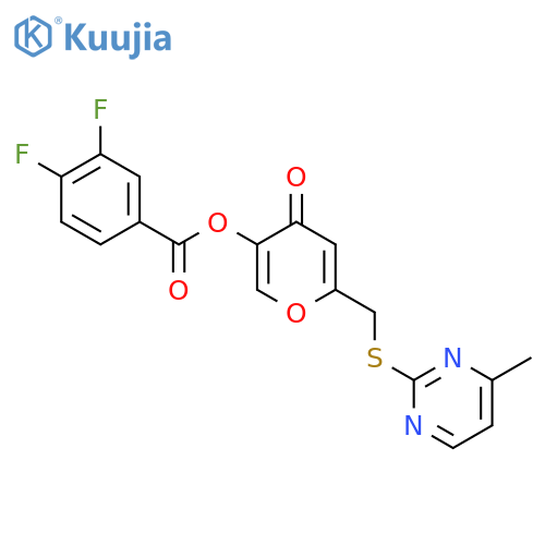 6-{(4-methylpyrimidin-2-yl)sulfanylmethyl}-4-oxo-4H-pyran-3-yl 3,4-difluorobenzoate structure