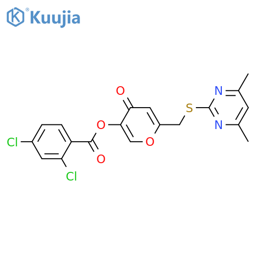 6-{(4,6-dimethylpyrimidin-2-yl)sulfanylmethyl}-4-oxo-4H-pyran-3-yl 2,4-dichlorobenzoate structure