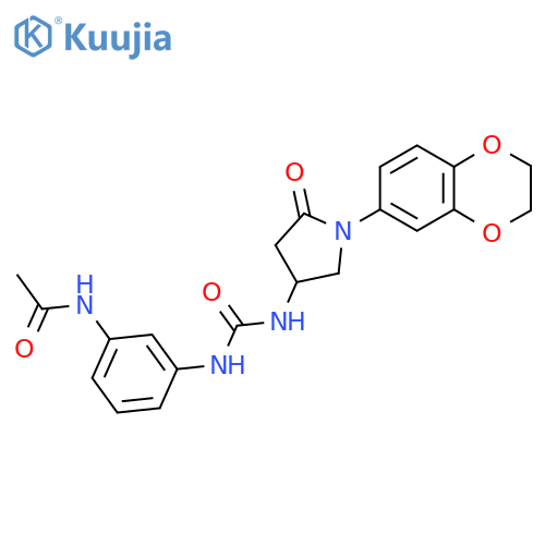 N-3-({1-(2,3-dihydro-1,4-benzodioxin-6-yl)-5-oxopyrrolidin-3-ylcarbamoyl}amino)phenylacetamide structure