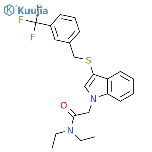 N,N-diethyl-2-3-({3-(trifluoromethyl)phenylmethyl}sulfanyl)-1H-indol-1-ylacetamide structure