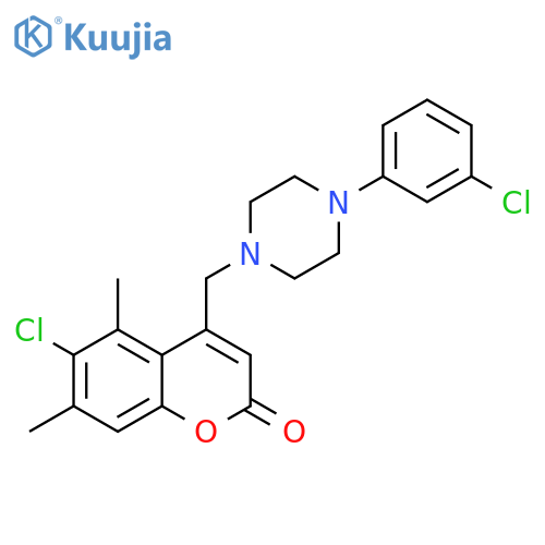 6-chloro-4-{4-(3-chlorophenyl)piperazin-1-ylmethyl}-5,7-dimethyl-2H-chromen-2-one structure