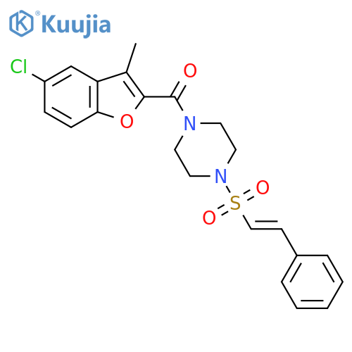 1-(5-Chloro-3-methyl-1-benzofuran-2-carbonyl)-4-(2-phenylethenesulfonyl)piperazine structure